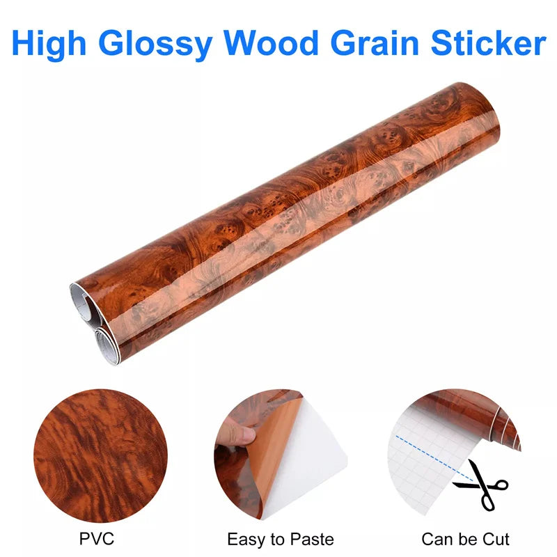 Wood Grain Vinyl Car Interior Wrap – Waterproof DIY Decal Film Car Vinyl Wrap Axl