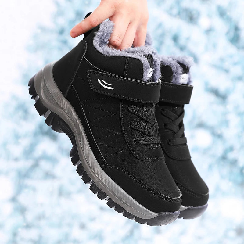 Women's Waterproof Snow Boots – Warm Plush Anti-Slip Winter Women's Snow Boots Axl Black Gray 37