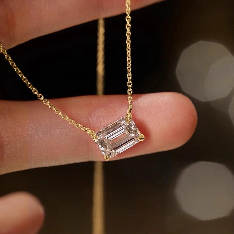Huitan Geometric Cubic Zirconia Pendant Necklace | Wedding Pendant Necklace Axl