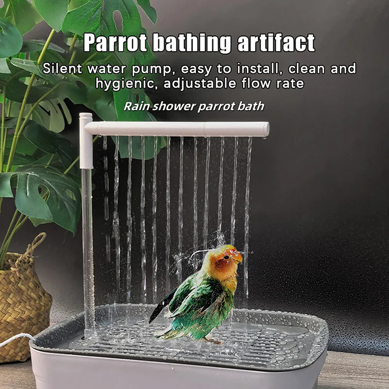 USB Electric Parrot Bird Bath – Circulating Water Shower Fountain Bird Bath Fountain Axl