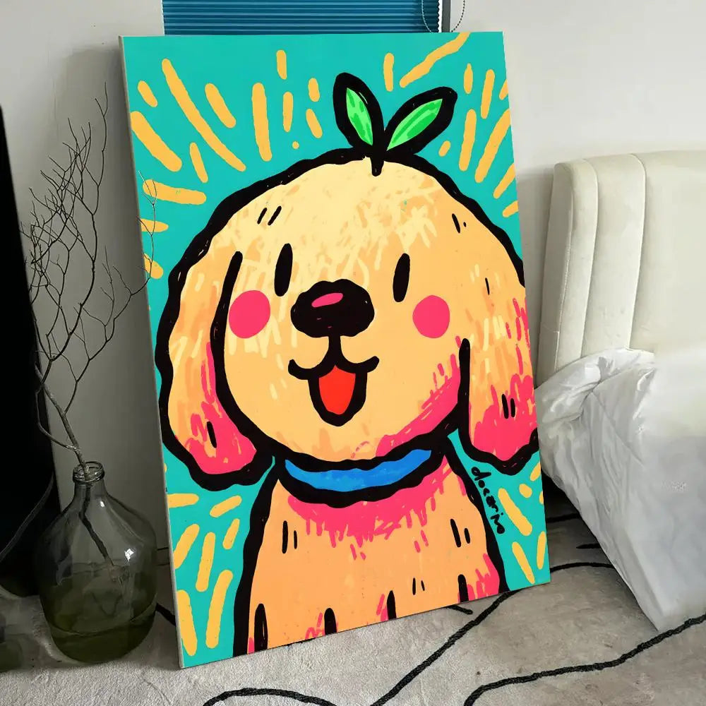 Colorful Dogs HD Canvas Wall Art Print – Unframed Home Decor Canvas Wall Art Axl