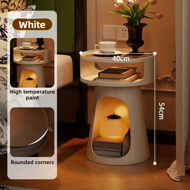 Vintage Round Side Table – Tempered Glass & Metal | Nordic Style Round Side Table Axl White