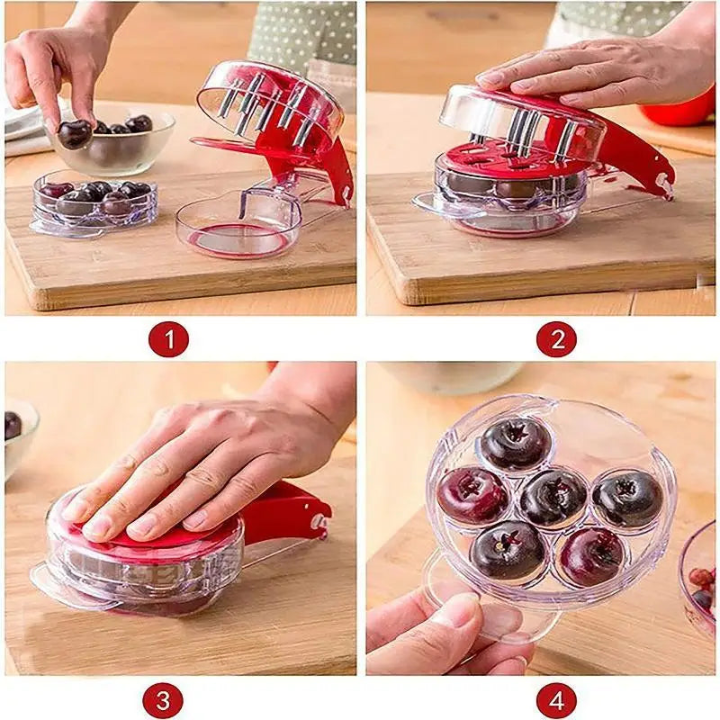 6-Slot Cherry Pitter Tool – Fast Pit Removal, Food Grade Cherry Pitter Tool Axl