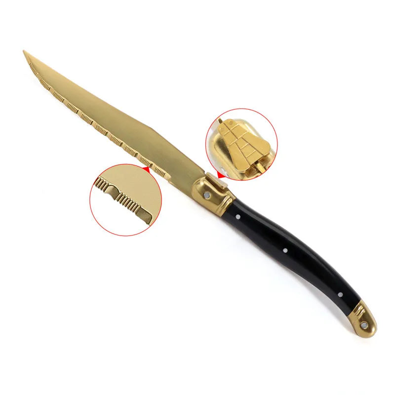 Laguiole Gold Steak Knives Set 4–12 Pcs | Titanium Plated Steak Knife Set Axl