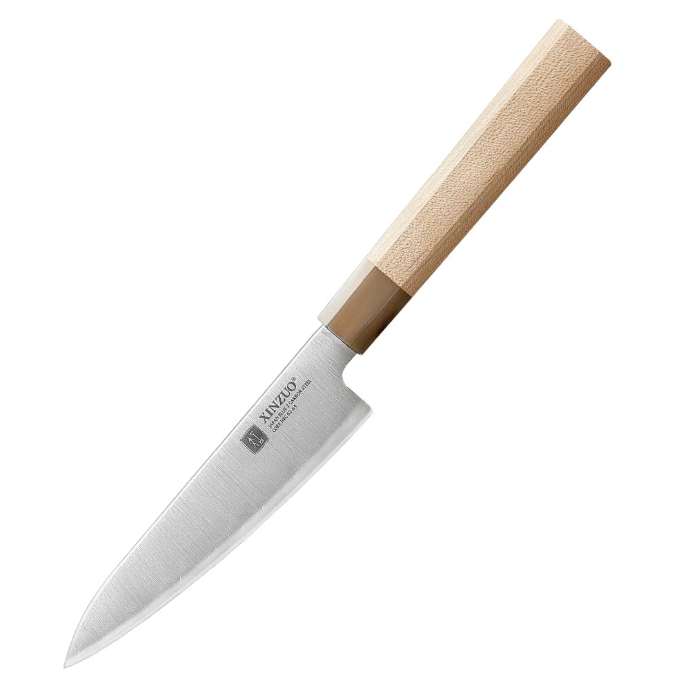 XINZUO 5.28" Aogami No.2 Steel Utility Knife – Maple Buffalo Horn Utility Knife Axl Knife China Mainland 5 inch
