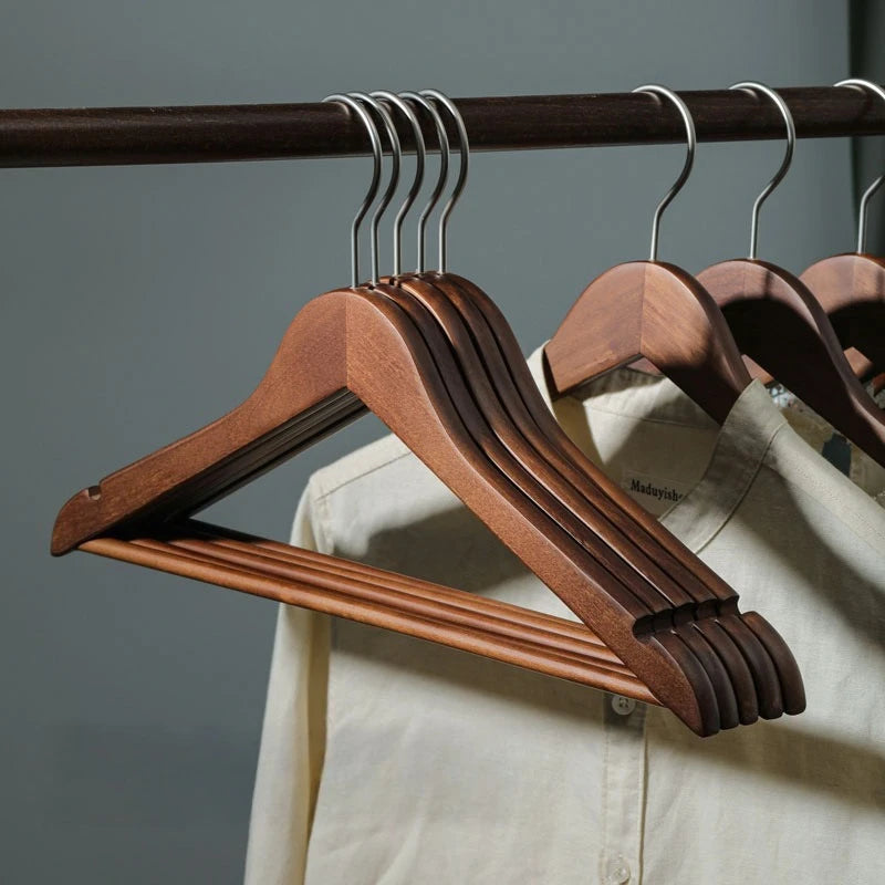 Wooden Clothes Hangers Set of 10 – Retro Closet Organizer Wooden Clothes Hangers Axl