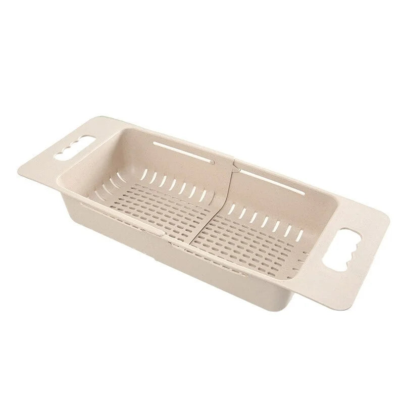 Adjustable Sink Drain Basket – Extendable Colander & Drying Rack Sink Drain Basket Axl Beige