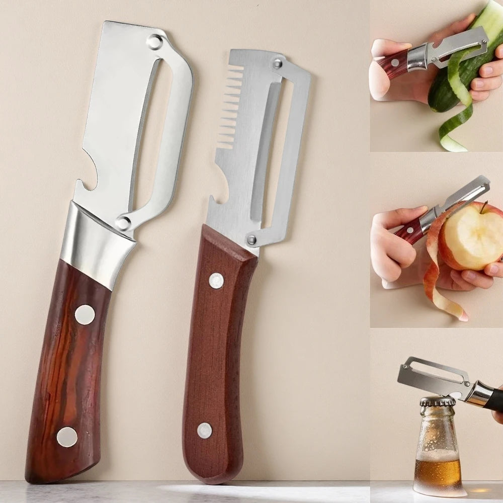2-Pack Stainless Steel Vegetable Peeler with Bottle Opener Vegetable Peeler Set Axl