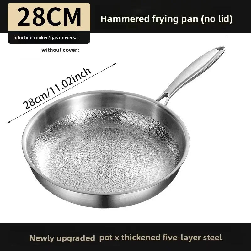 KEMORELA Hammered Steel Non-Stick Skillet 26/28/30cm Induction Non-Stick Skillet Axl 28cm lidless