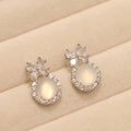 Huitan Bow Opal & CZ Stud Earrings – Women's Fashion Jewelry Stud Earrings Axl E6481