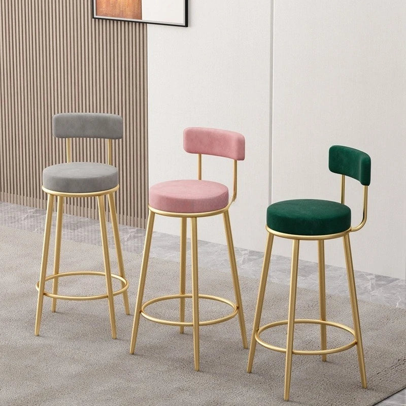 Nordic Velvet Bar Stools with Backrest | Iron Frame Counter Chair Velvet Bar Stool Axl