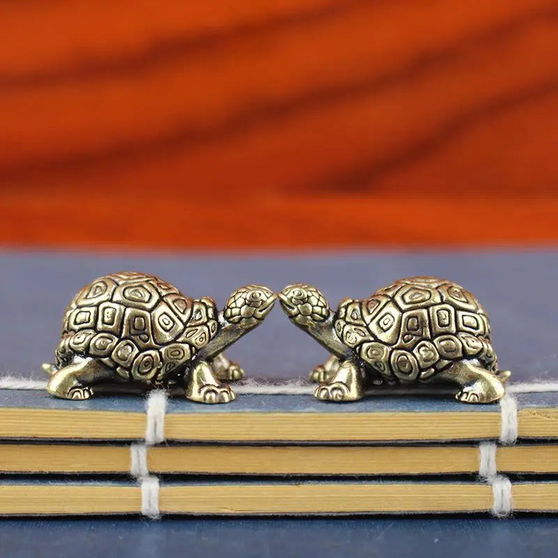 Brass Turtle Figurine – Vintage Feng Shui Tortoise Ornament Decorative Figurine Axl
