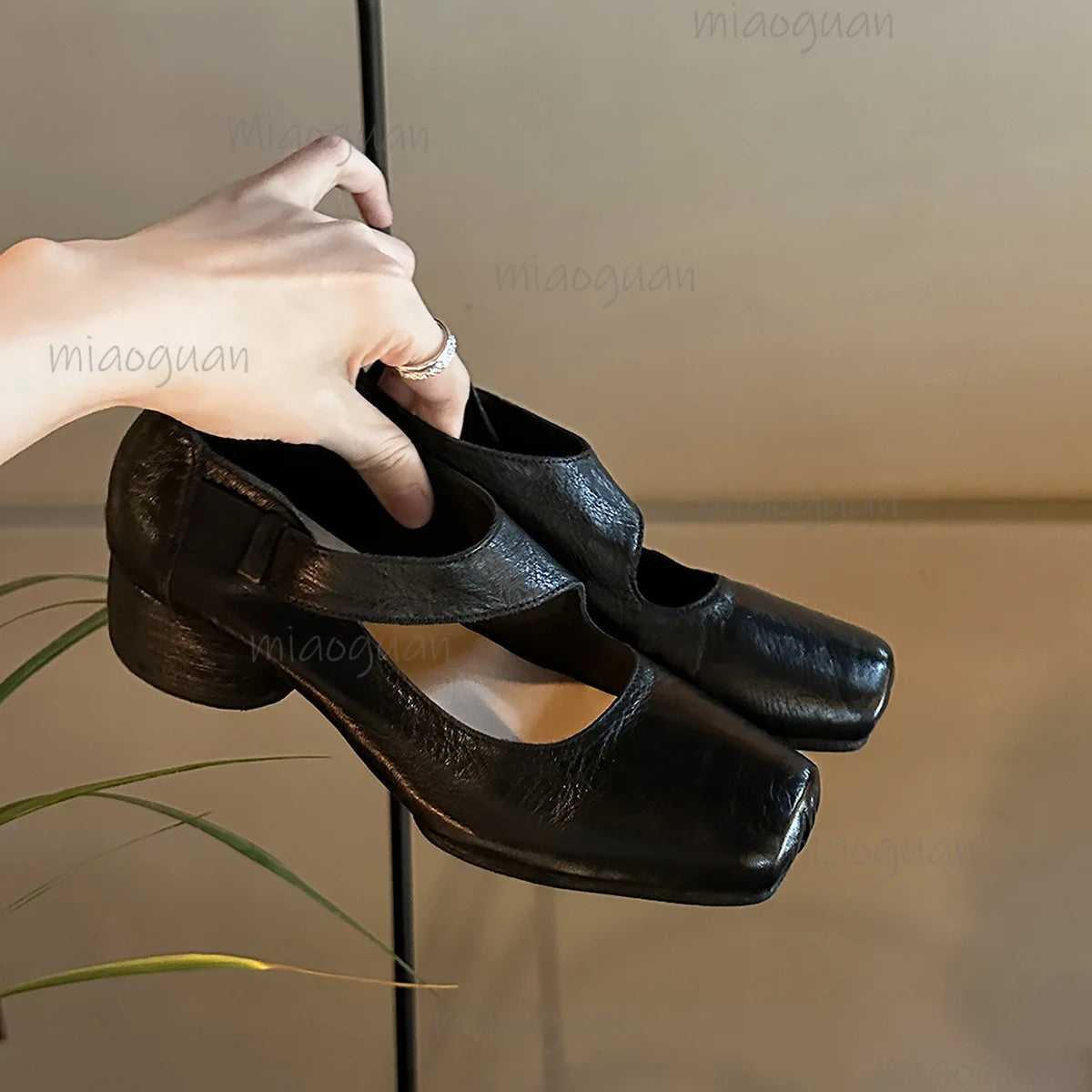 Women's Mary Jane Chunky Heel Pumps – Square Toe Slip-On Mary Jane Pumps Axl