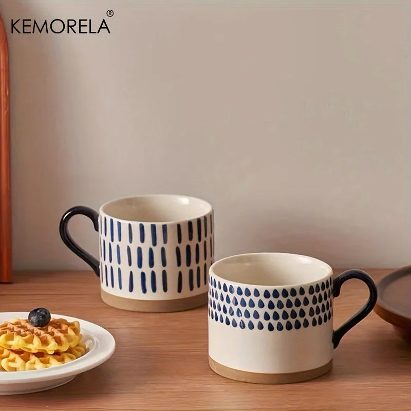KEMORELA 450ml Nordic Ceramic Coffee Mug with Handle | Retro Ceramic Coffee Mug Axl