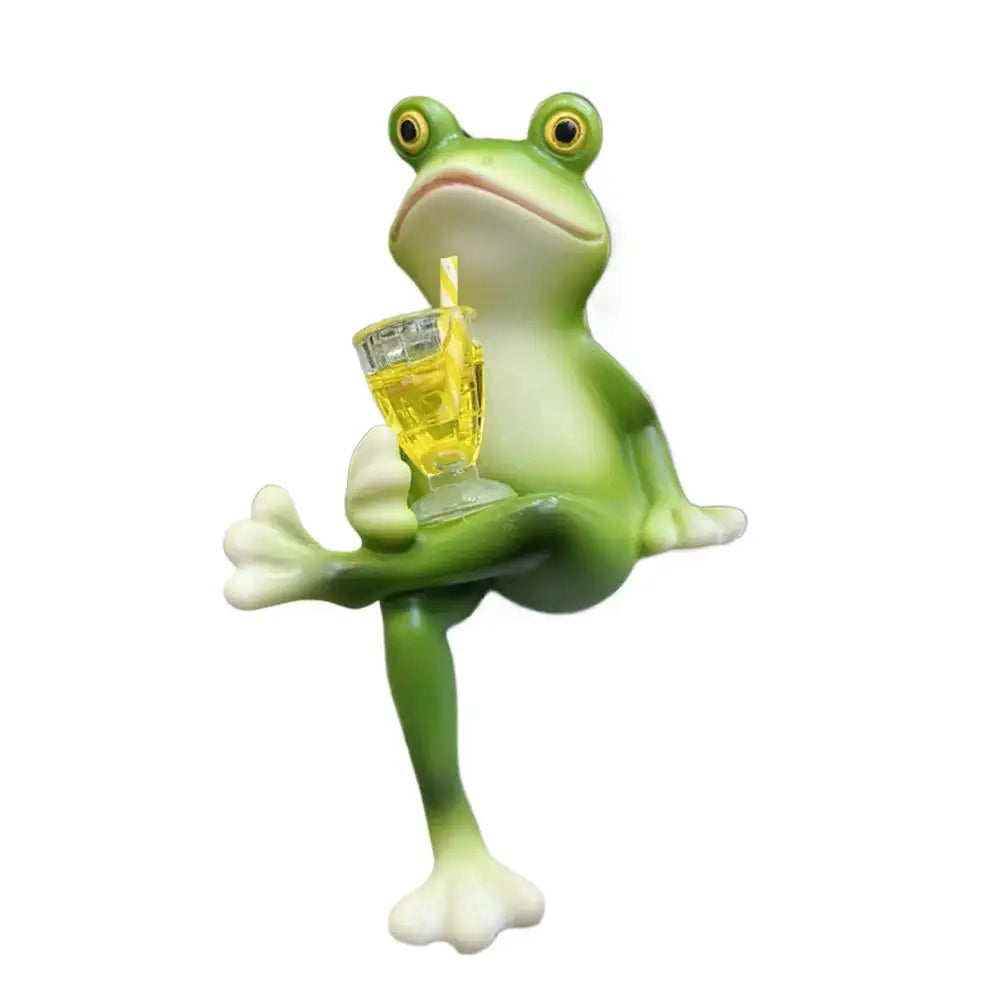 Mini Frog Figurine Hanging Flower Pot Ornament – Resin Decor Garden Figurine Axl B