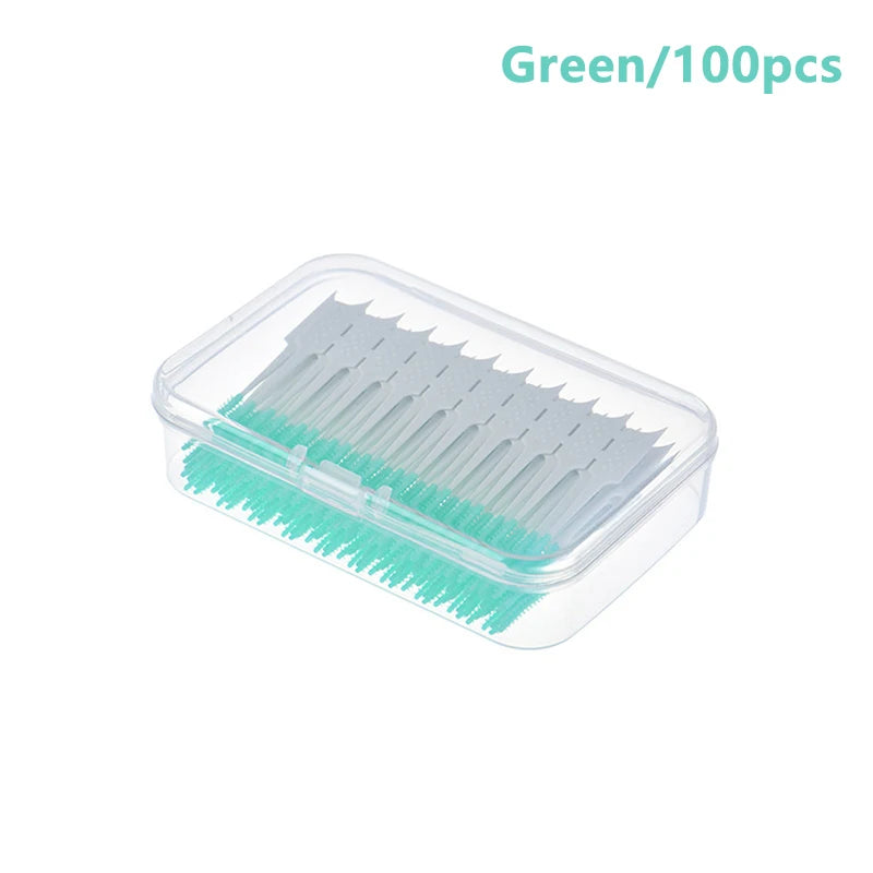 Silicone Interdental Brushes – Soft Teeth Cleaner (20–300 Pcs) Interdental Brush Axl 100PcsGreen