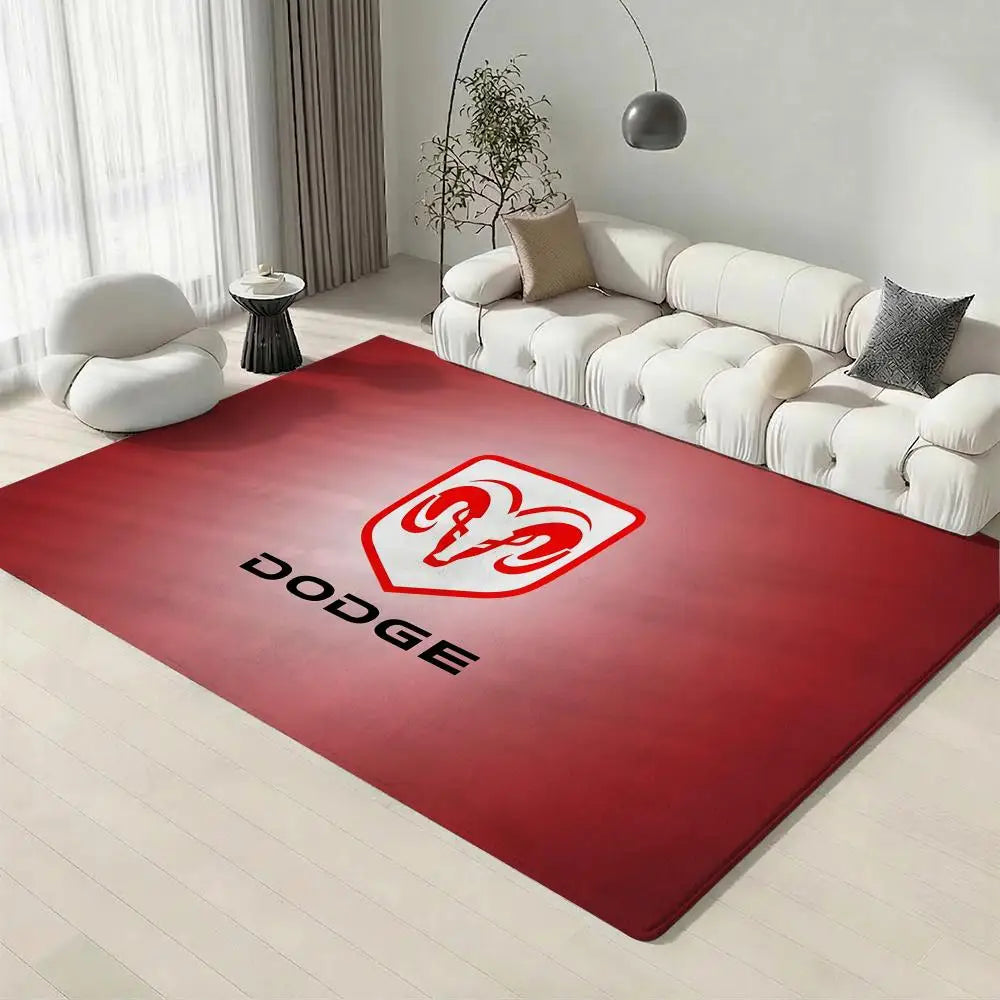 Dodge Logo Flannel Floor Mat – Non-Slip Soft Indoor Rug Flannel Floor Mat Axl