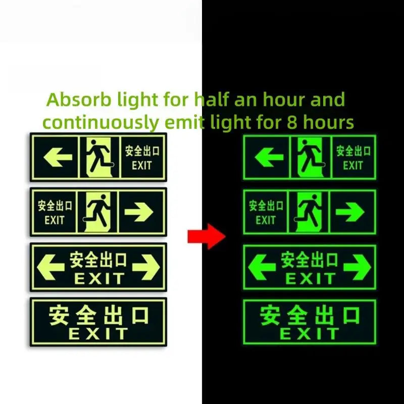 Glow in the Dark Exit Floor Stickers – Evacuation Signs 2/6 Pack Safety Floor Stickers Axl