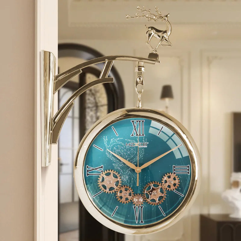 Double-Sided Silent Wall Clock – Modern 32cm Round Decor Silent Wall Clock Axl