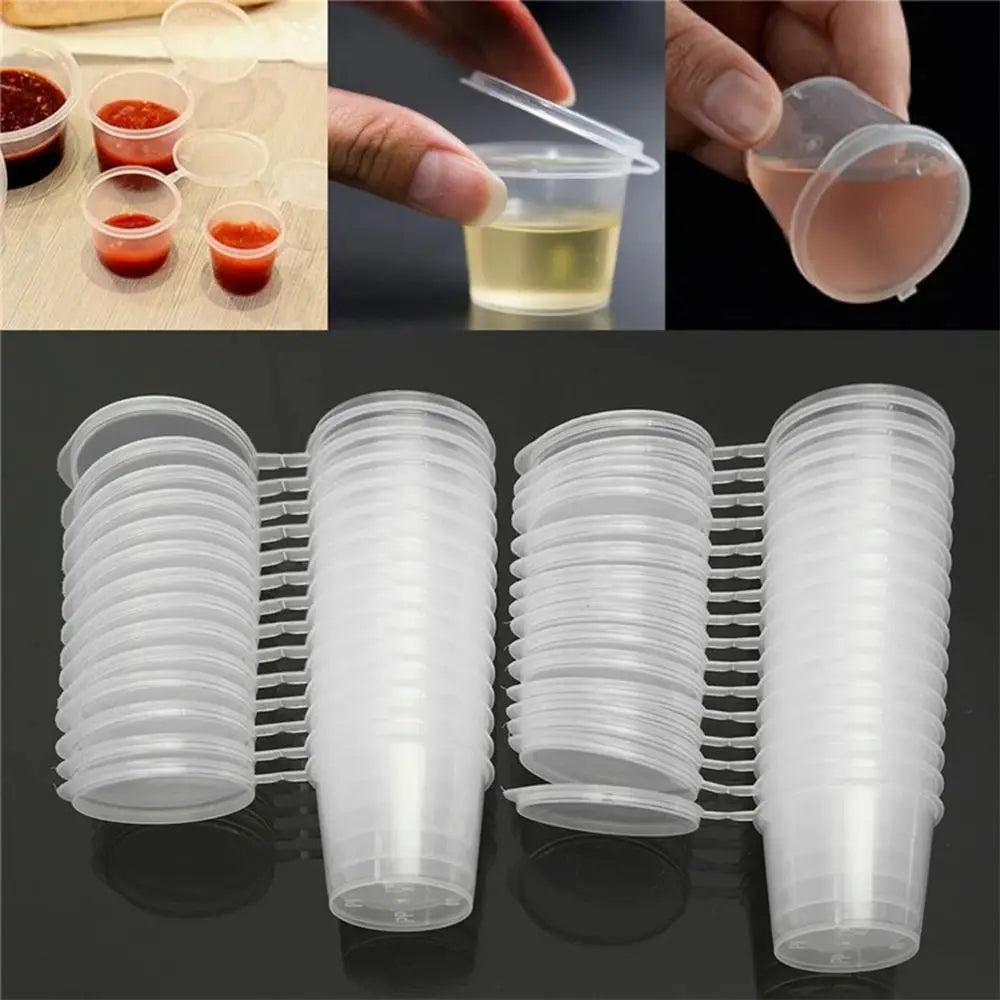 50-Pack Reusable Sauce Cups with Hinged Lids – Leak-Proof Food Storage Containers Axl