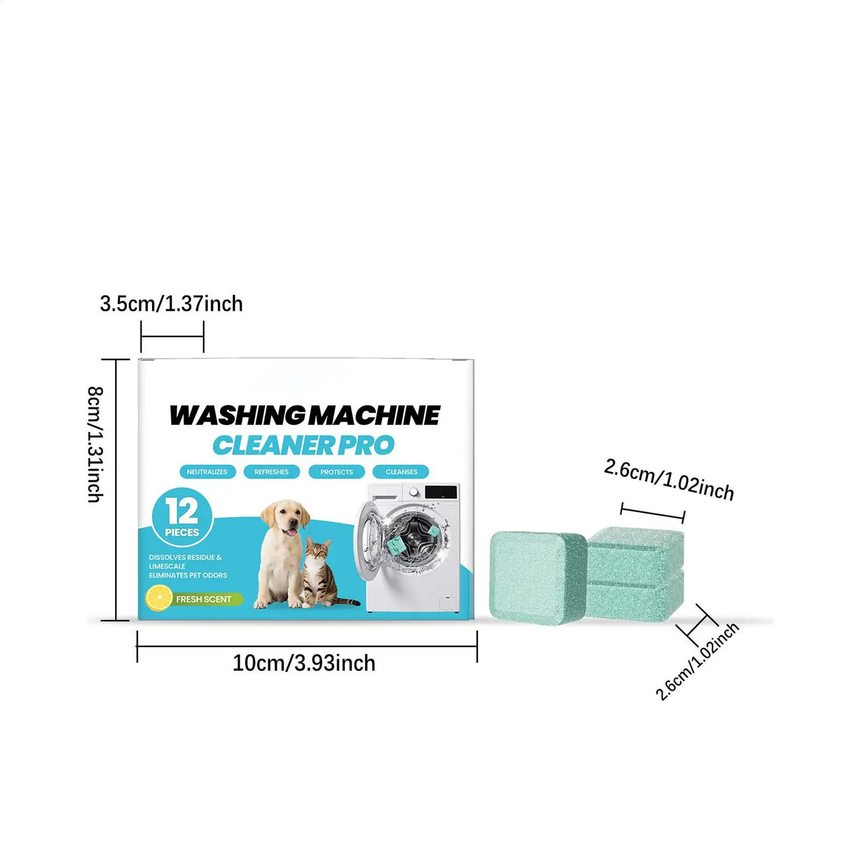 12-Pack Pet Hair Washing Machine Cleaner & Descaler Tablets Washing Machine Cleaner Axl