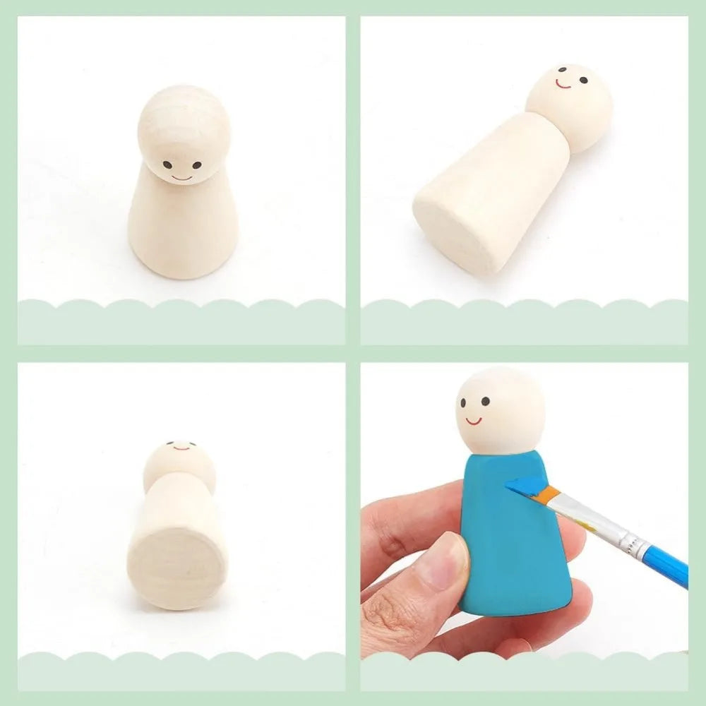 10 Pcs Unfinished Wood Peg Dolls 2.3" Angel Shape DIY Figurines Wood Craft Figurines Axl