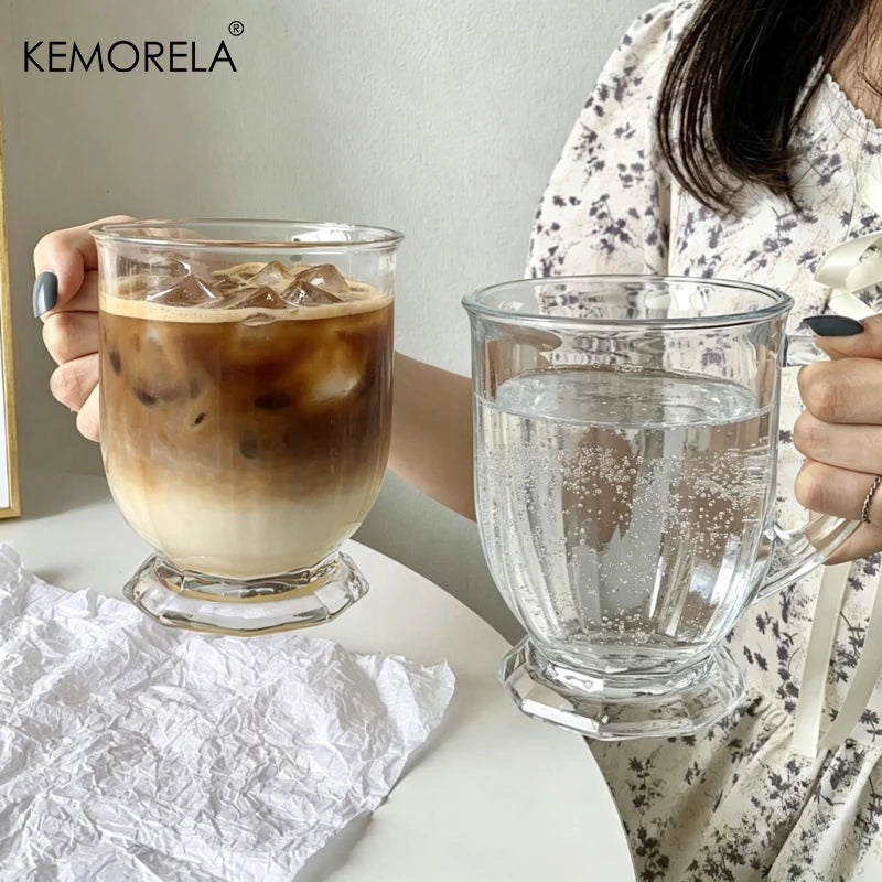KEMORELA Retro Glass Mug with Handle – 480/700ml Large Cup Glass Mug Axl