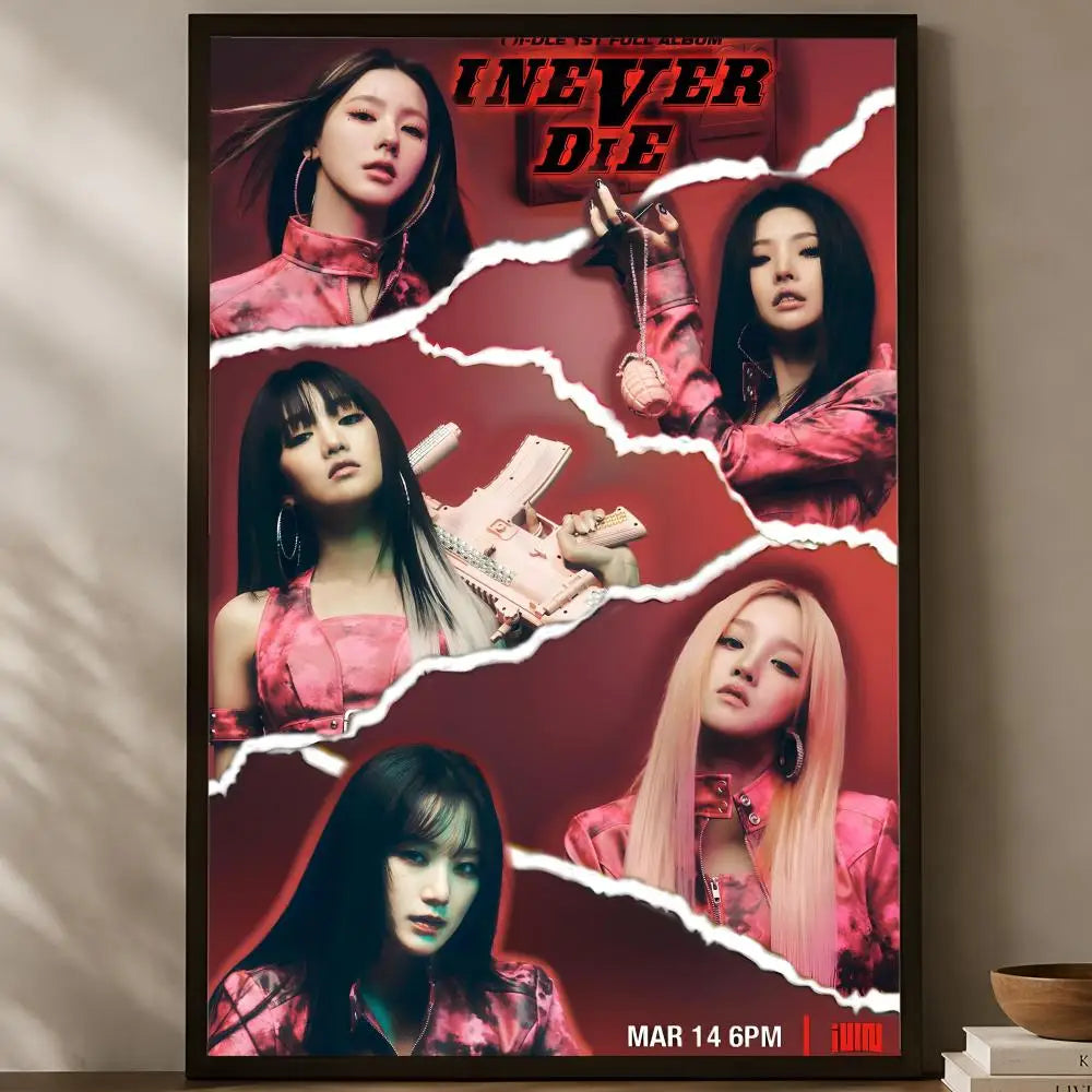 (G)I-DLE Self-Stick HD Wall Poster – Waterproof K-Pop Decor Wall Art Poster Axl White03 15X20cmNoframe