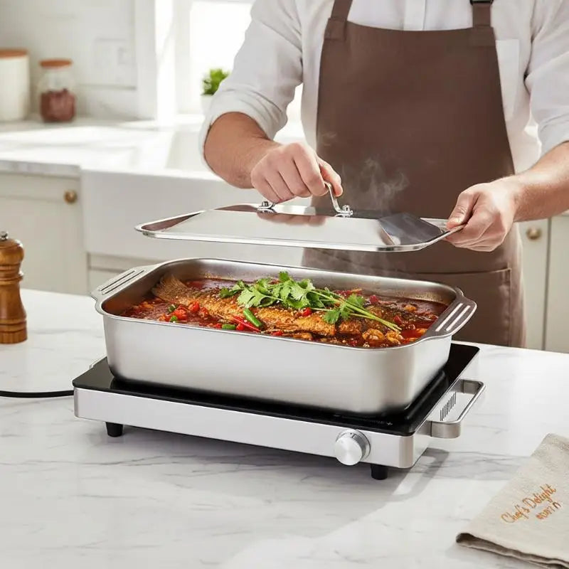 Stainless Steel Baking Pan with Lid | Oven Safe Roasting Dish Baking Pan Axl