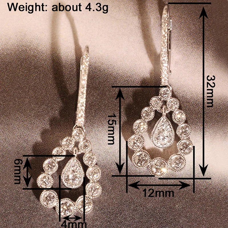 Huitan Waterdrop Drop Earrings – Sparkling Cubic Zirconia Drop Earrings Axl