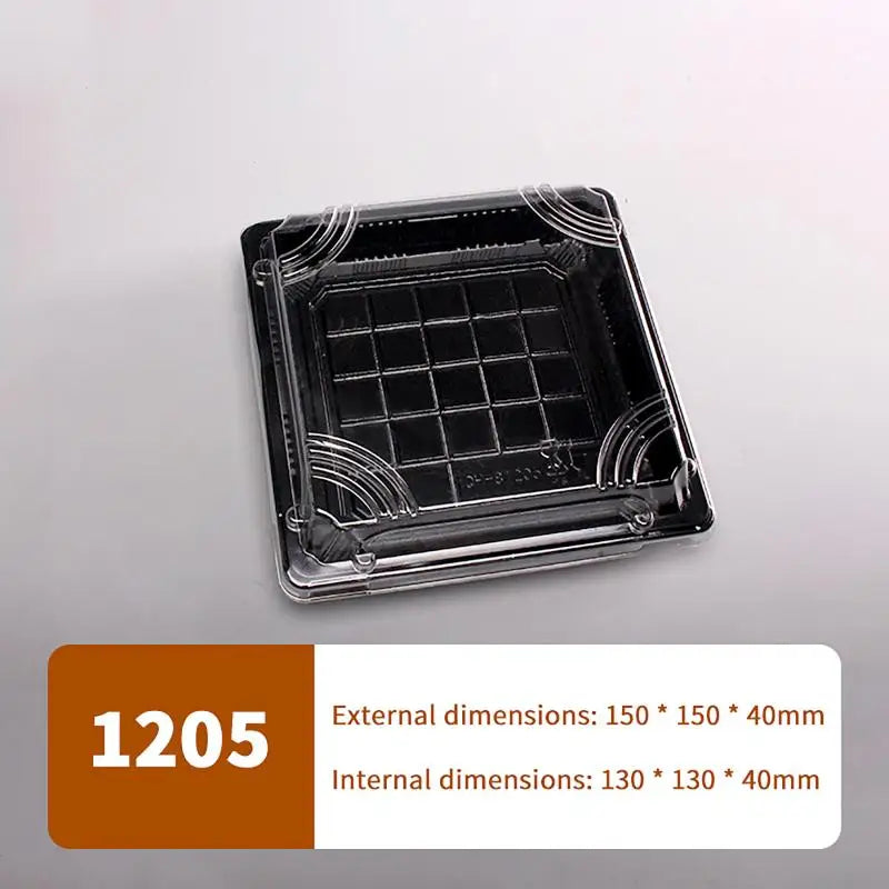 10 Pcs Disposable Sushi Boxes with Lids – PET Takeaway Pack Disposable Food Containers Axl 1205 Black