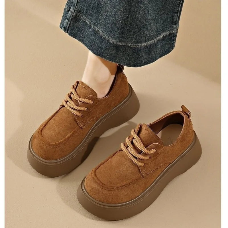 Lorilury Women's Retro Faux Suede Platform Moccasins | 6cm Sole Platform Moccasins Axl
