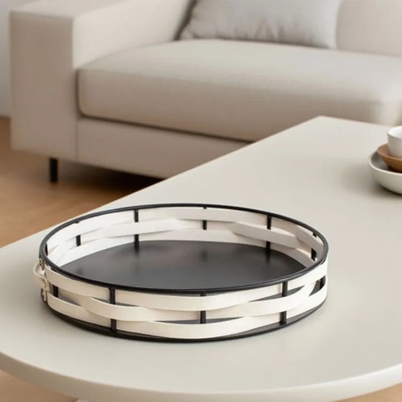 Light Luxury Metal & Leather Storage Tray | Modern Home Décor Decorative Storage Tray Axl
