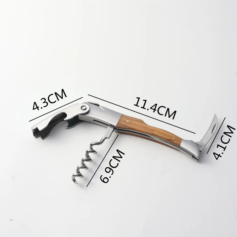 Laguiole Wine Corkscrew – Olive Wood Handle Bottle Opener Wine Corkscrew Axl