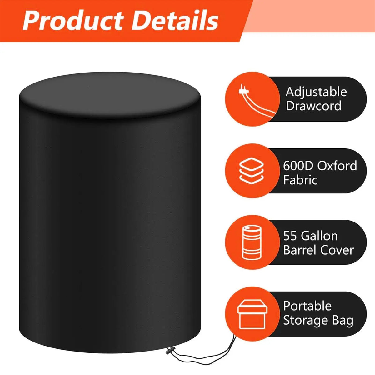 55 Gallon Drum Cover – Waterproof, UV & Dustproof Barrel Cover Outdoor Barrel Cover Axl