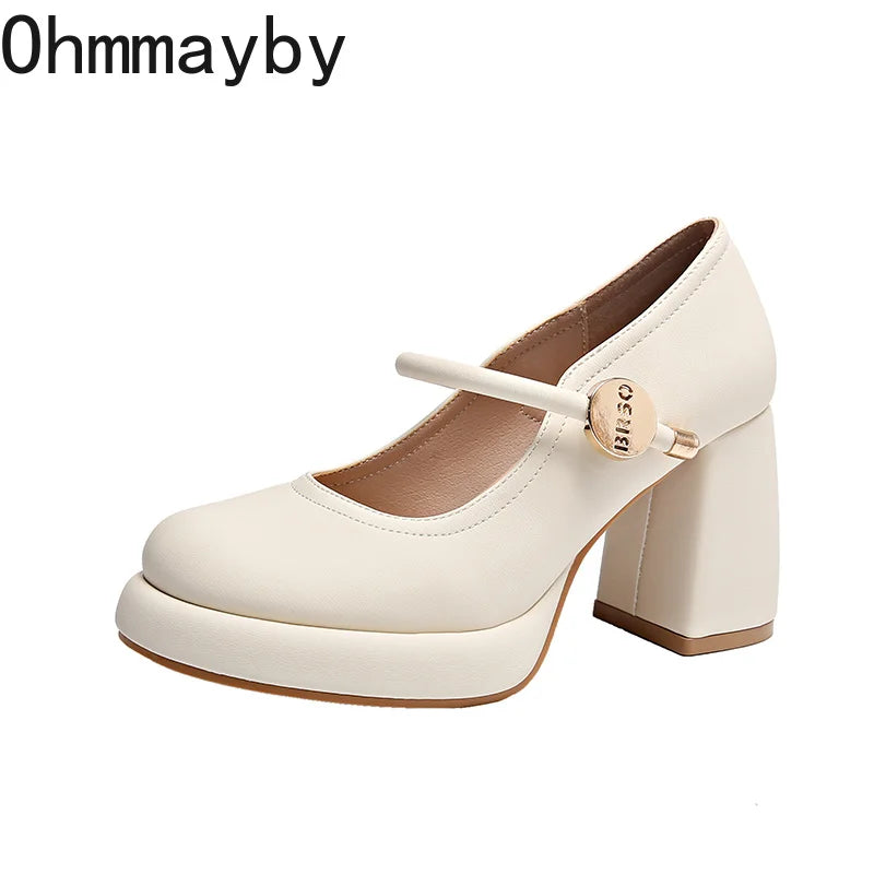 Women's Mary Jane Block Heel Pumps | Buckle Strap Party Shoes Mary Jane Pumps Axl