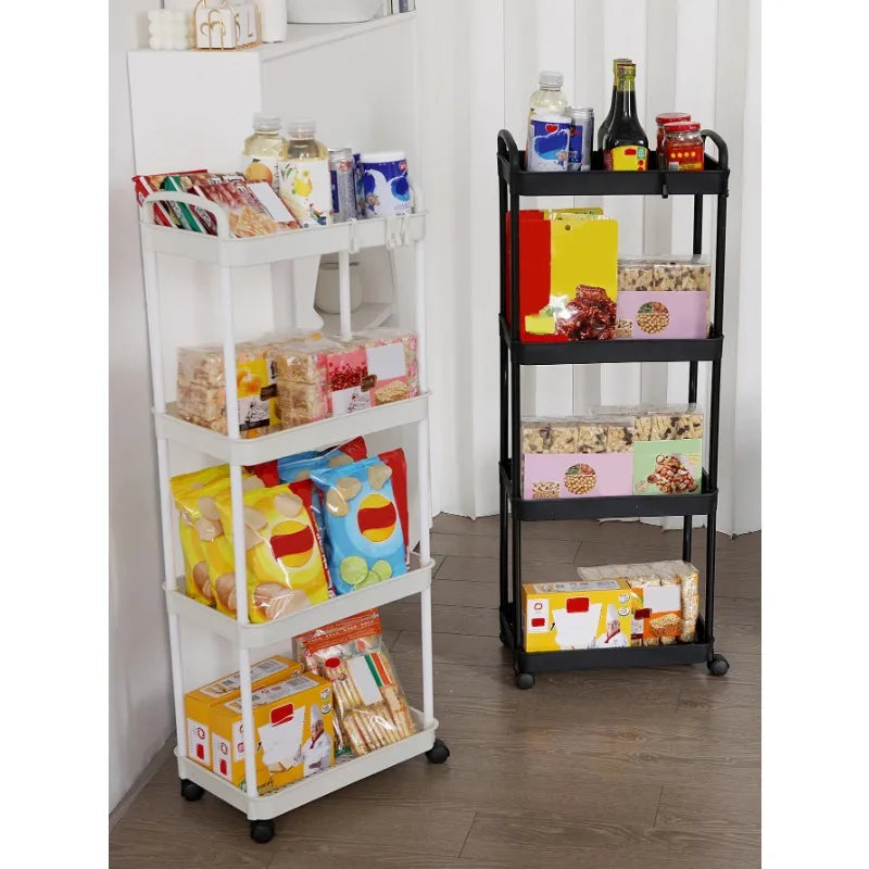 3/4-Tier Rolling Storage Cart with Lockable Wheels | Kitchen & Bath Rolling Storage Cart Axl