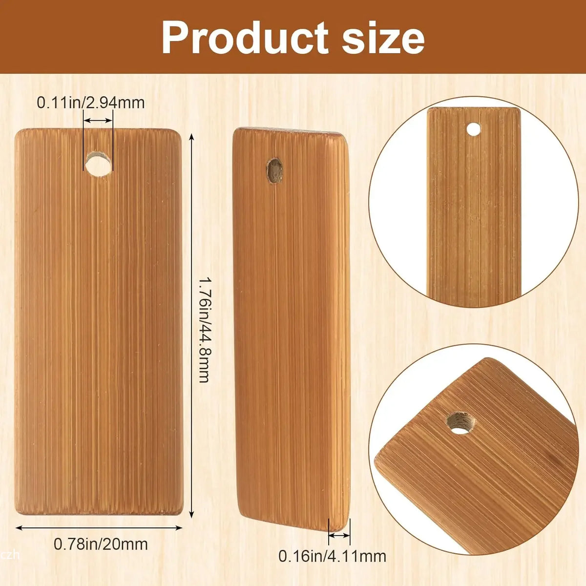 50 Pcs Bamboo Blank Tags 45x20mm – DIY Keychain Engraving Blanks Craft Engraving Blanks Axl