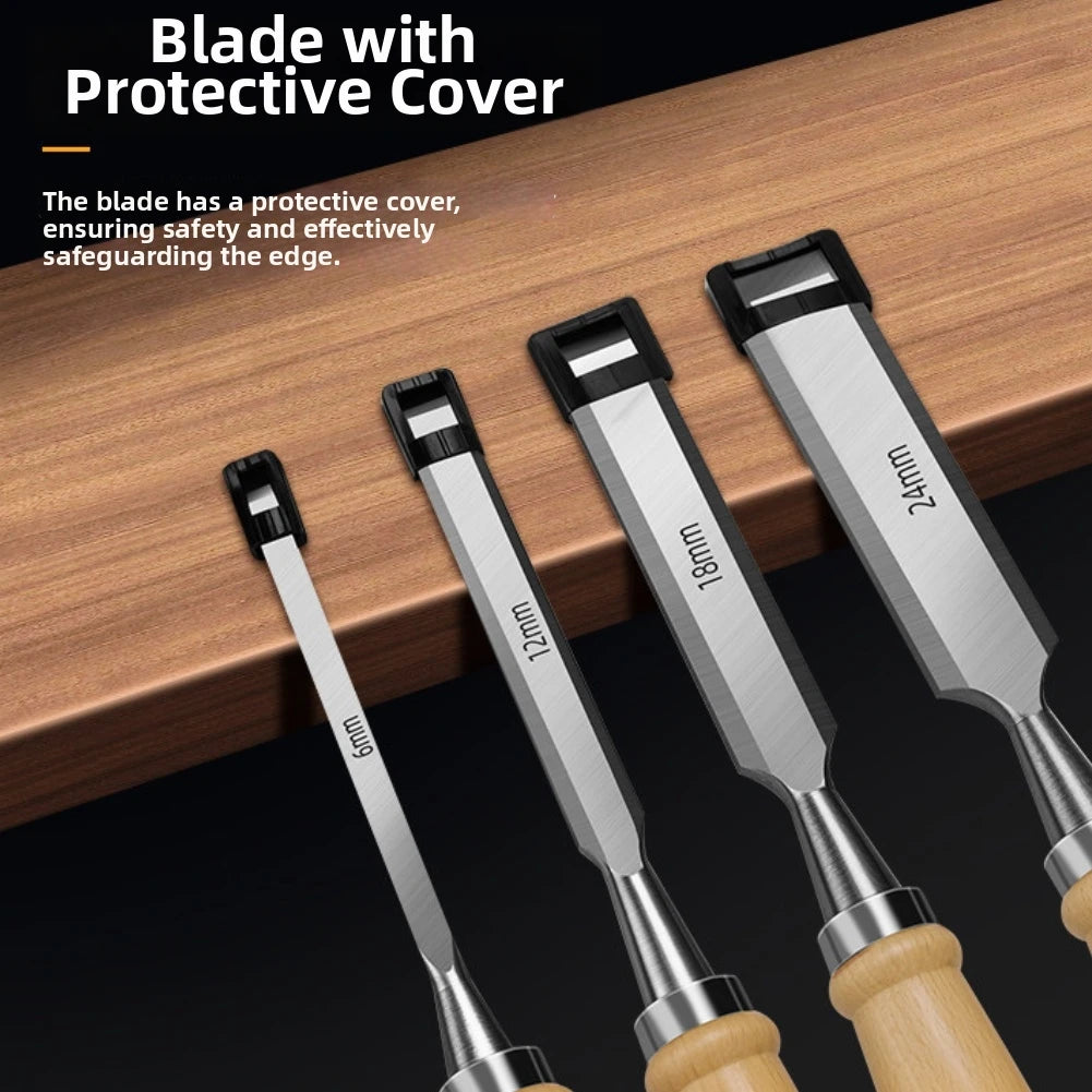 4-Piece Wood Chisel Set – 6/12/18/24mm Carving Kit Wood Chisel Set Axl