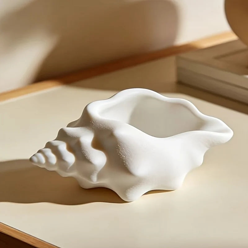 Creamy White Seashell Storage Box | Desktop Organizer Desktop Storage Box Axl White-1pc