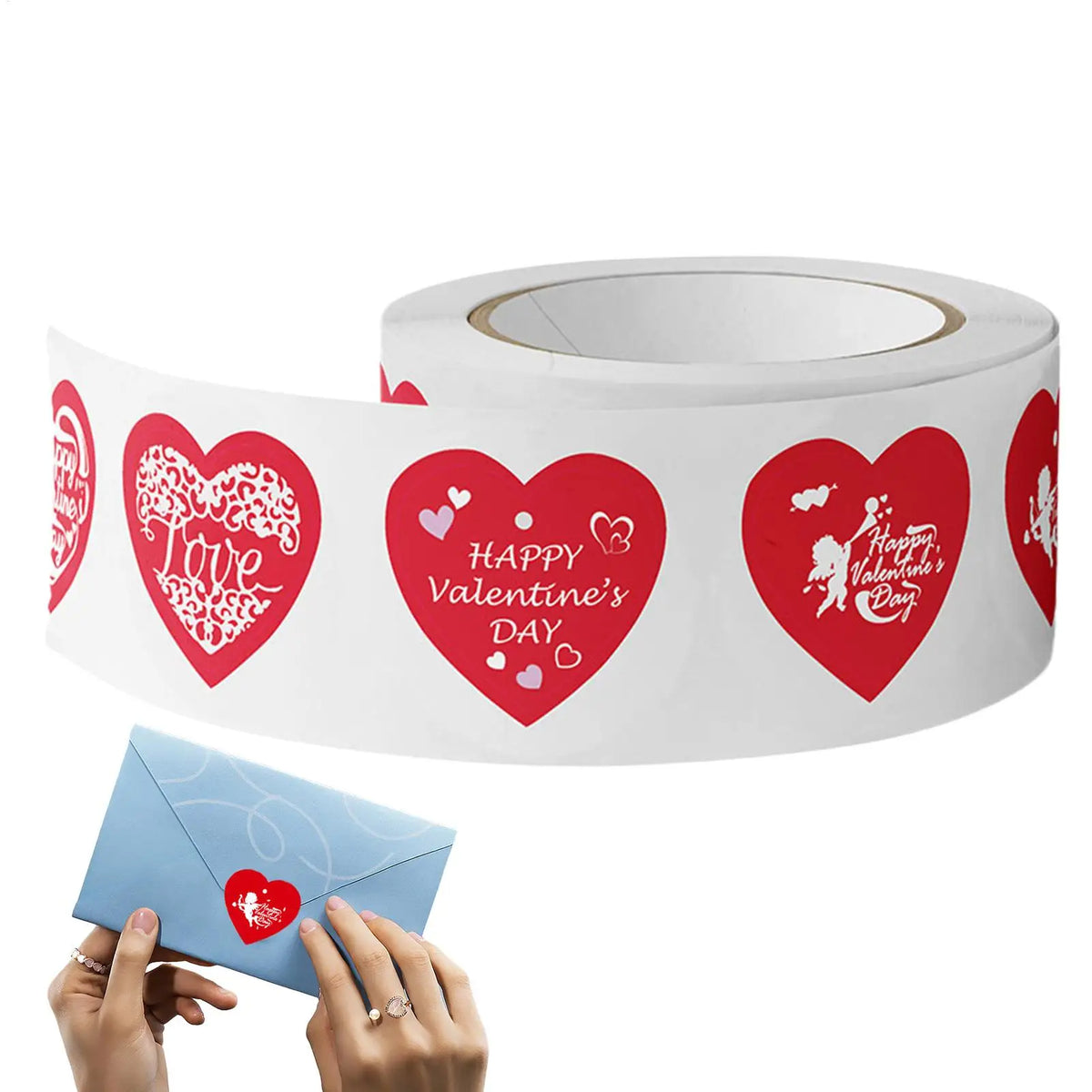 Heart Shaped Sealing Stickers Roll – Gift & Party Decor Decorative Sticker Roll Axl