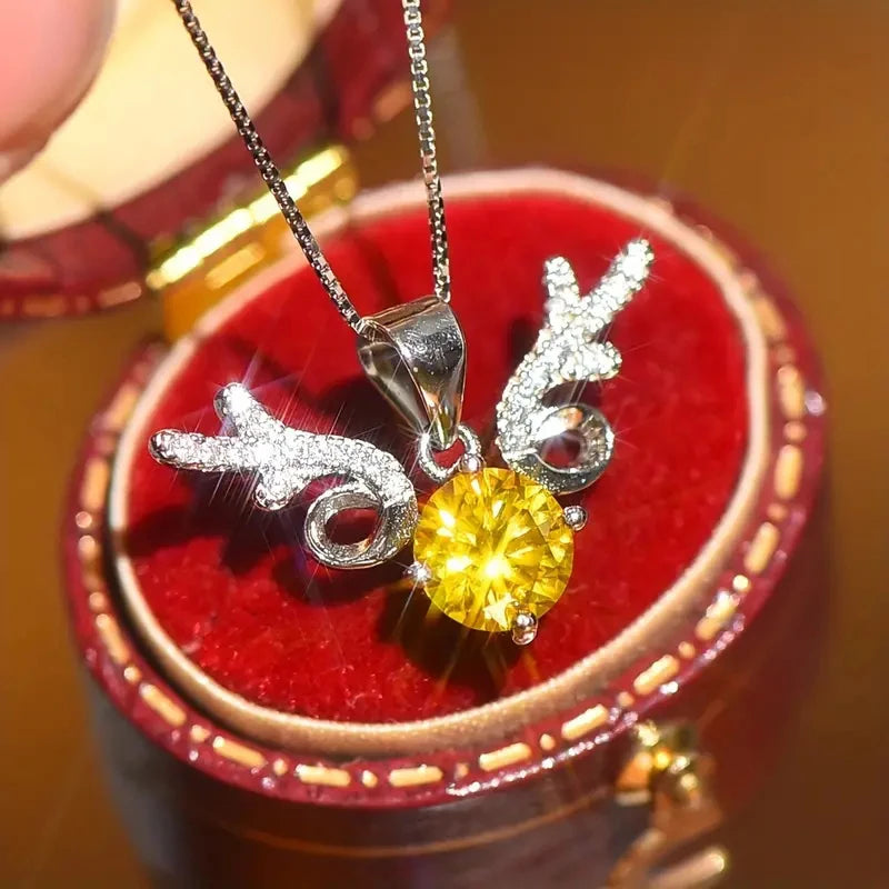 Huitan Elk Pendant Necklace – CZ Stones Women's Party Jewelry Pendant Necklace Axl