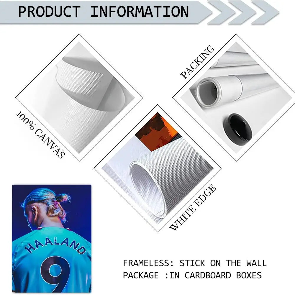 Haaland No.9 Canvas Wall Art – Unframed Football Poster Canvas Wall Art Axl