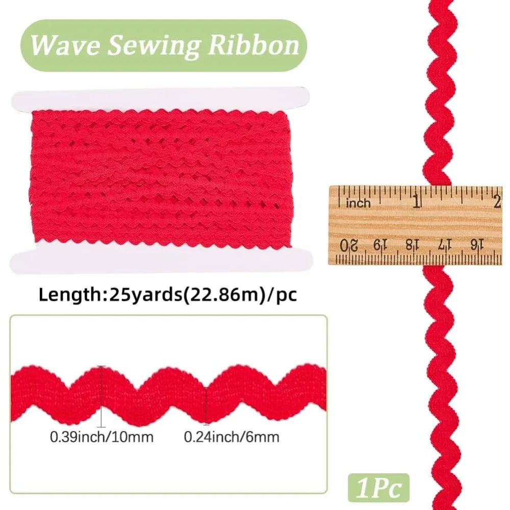 25 Yards Firebrick Rick Rack Ribbon 3/8 Inch Polyester Wave Trim Sewing Trim Ribbon Axl