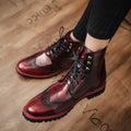 Men's Handmade Brogue High-Top Dress Boots | Thick Sole Men's Dress Boots Axl red 45