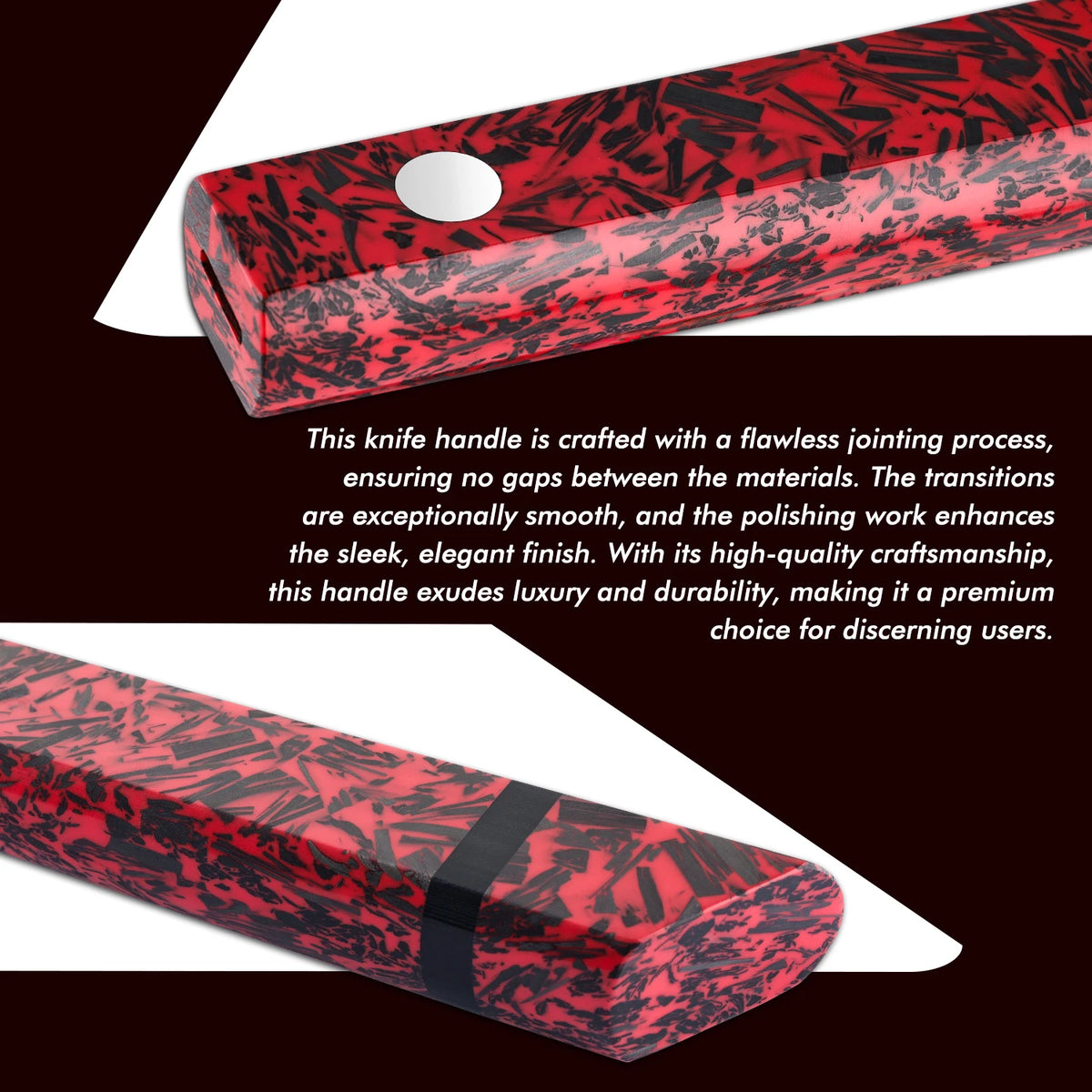 Grandsharp Carbon Fiber Red Resin DIY Knife Handle | Chef & Santoku Knife Handle Axl