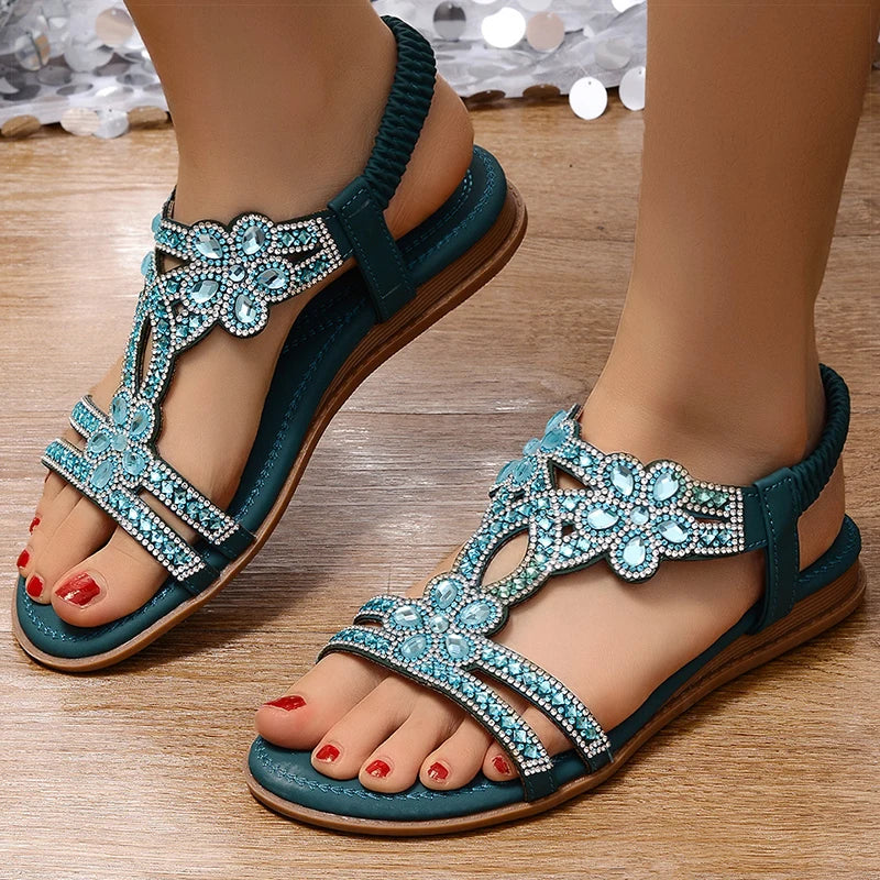 HAJINK Women's Crystal Bling Flat Sandals – Summer 2025 Women's Flat Sandals Axl
