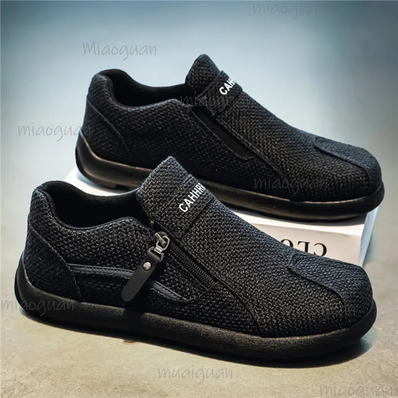 Men's Canvas Ankle Zip Sneakers – Lightweight Anti-Slip Boots Canvas Ankle Sneakers Axl