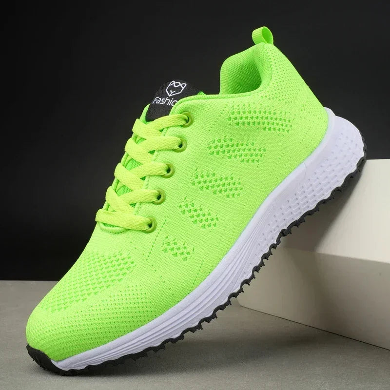 Women's Breathable Knit Mesh Sneakers – Flat Lace-Up Casual Women's Sneakers Axl