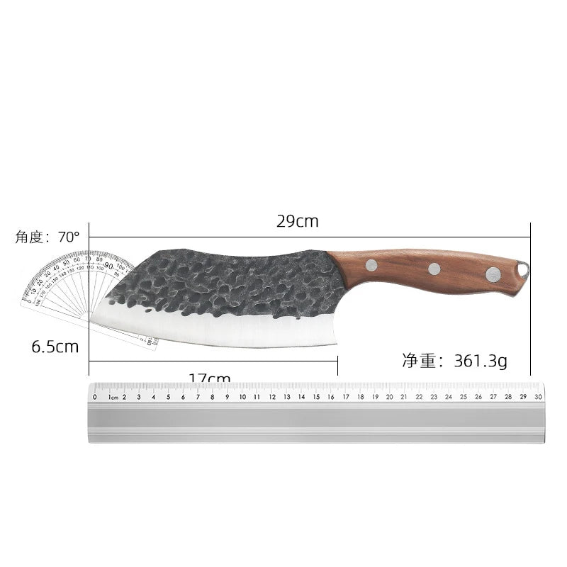 Handmade Forged Meat Cleaver – Walnut Handle, 56 HRC Steel Kitchen Cleaver Knife Axl